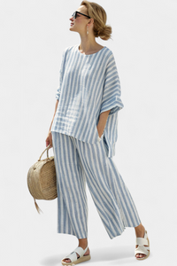 Celine | Women's Striped Wide Leg Pants Set