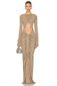 Bateau Drape Disconnect Dress