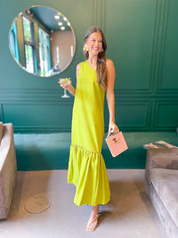 Lime Grove One Shoulder Maxi Dress Lime