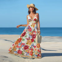 Cupshe Women's Vibrant Floral Print Maxi Dress For Beach Getaways L