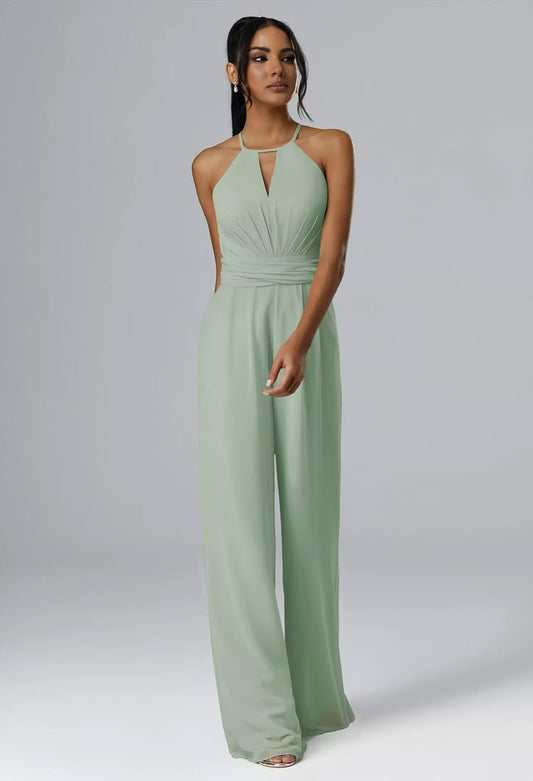 Aw.Bridal Peggie Jumpsuit Chiffon Crystal Satin Charmeuse Stretch