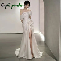 Satin Mermaid Wedding Dress Classic Off The Shoulder Brida