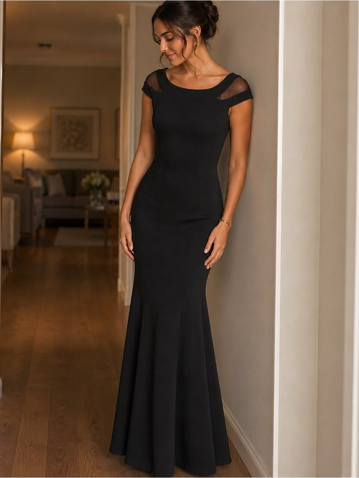 Vince Camuto Dress Vince Camuto Black Mermaid Evening Gown Mesh