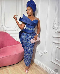 Luxury Lace Mermaid Dress: Custom Aso Ebi Reception Gown