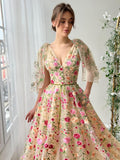Champagne Lunaria Floral Gown