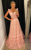 Charming Tulle Long Prom Dress,pink Prom Dress