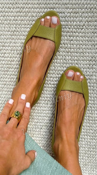 Iona – Metallic Open-Toe Ballet Flats