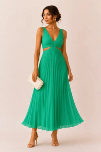 Beatrix – Pleated V-Neck Maxi Dress