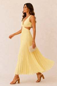 Beatrix – Pleated V-Neck Maxi Dress