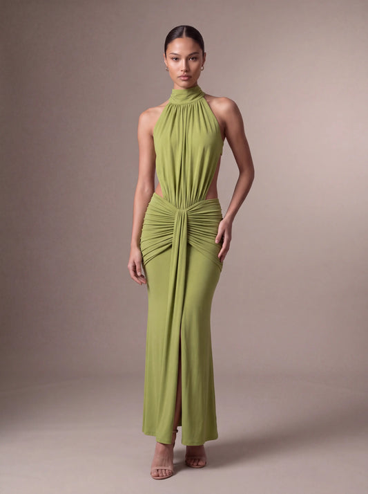 CLARA MAXI DRESS Green Yara vogue front