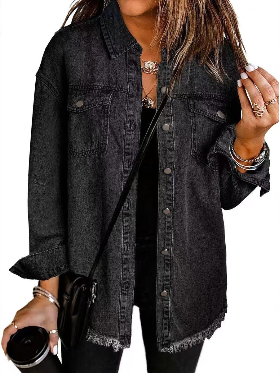 Clarissa | Women's Black Collared Long Sleeve Jacket