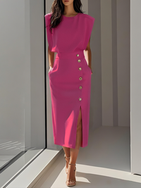 Clarissa | Women's Button Front Sleeveless Midi Dress