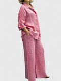 Clementina | Women's Button Down Shirt Wide Leg Pants Set