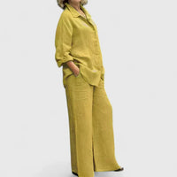 Clementina | Women's Button Down Shirt Wide Leg Pants Set