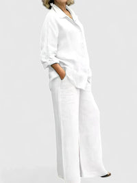 Clementina | Women's Button Down Shirt Wide Leg Pants Set