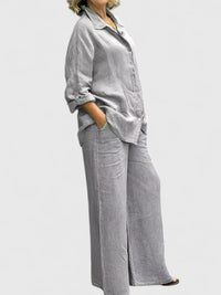 Clementina | Women's Button Down Shirt Wide Leg Pants Set