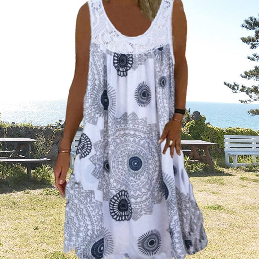 Clementine | Women's Sleeveless Printed Midi Dress