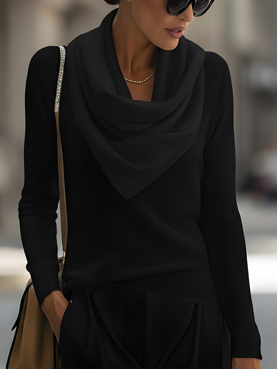 Clotilde | Women's Cowl Neck Long Sleeve Sweater