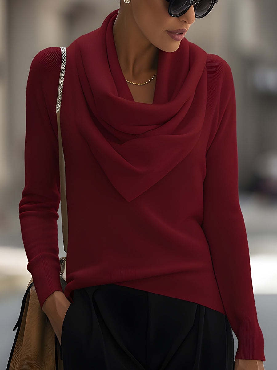 Clotilde | Women's Cowl Neck Long Sleeve Sweater