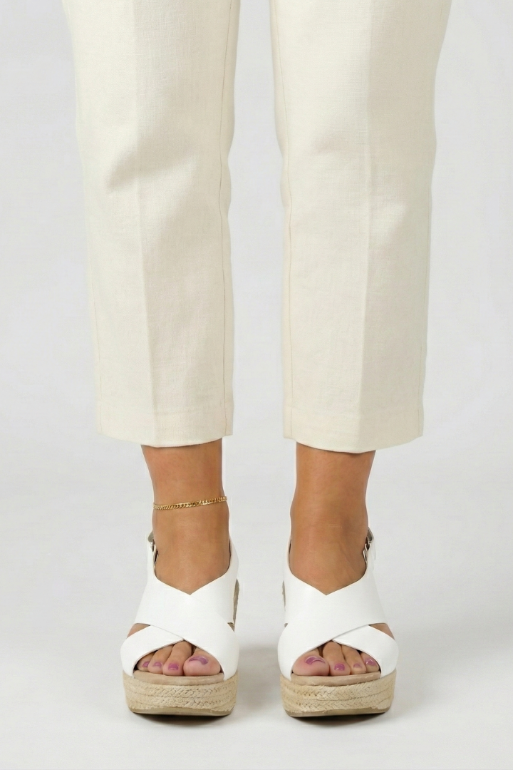 Michelle | Womens Wedge Crossover Slingback Sandals White