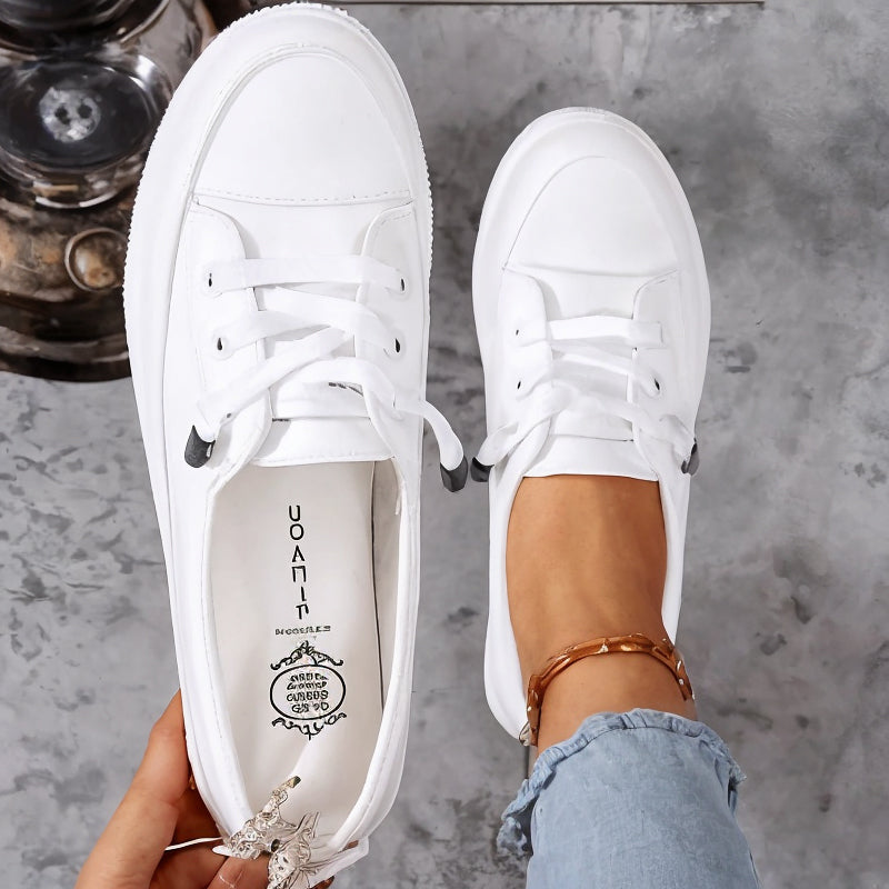 Cora | Women's White Lace-Up Low Top Sneaker