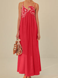 Cordelia | Women's Embroidered Spaghetti Strap Maxi Dress