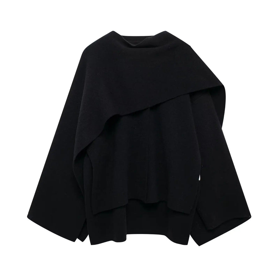 Cordessa | Women's Draped Cowl Neck Cape Coat
