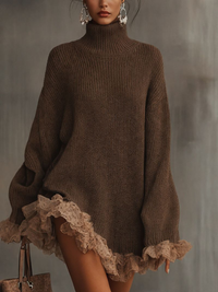 Cordiane | Women's Turtleneck Long Sleeve Mini Dress