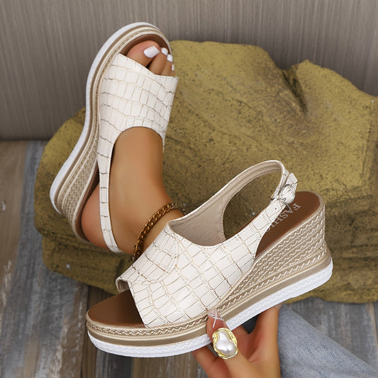Corinthe | Women's Embossed Platform Wedge Sandals