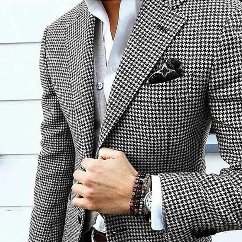 Cormac | Men's Houndstooth Notch Lapel Slim Fit Blazer