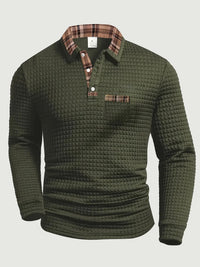 Warrick | Men's Long Sleeve Plaid Collar Polo Shirt