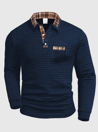 Warrick | Men's Long Sleeve Plaid Collar Polo Shirt