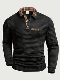 Warrick | Men's Long Sleeve Plaid Collar Polo Shirt