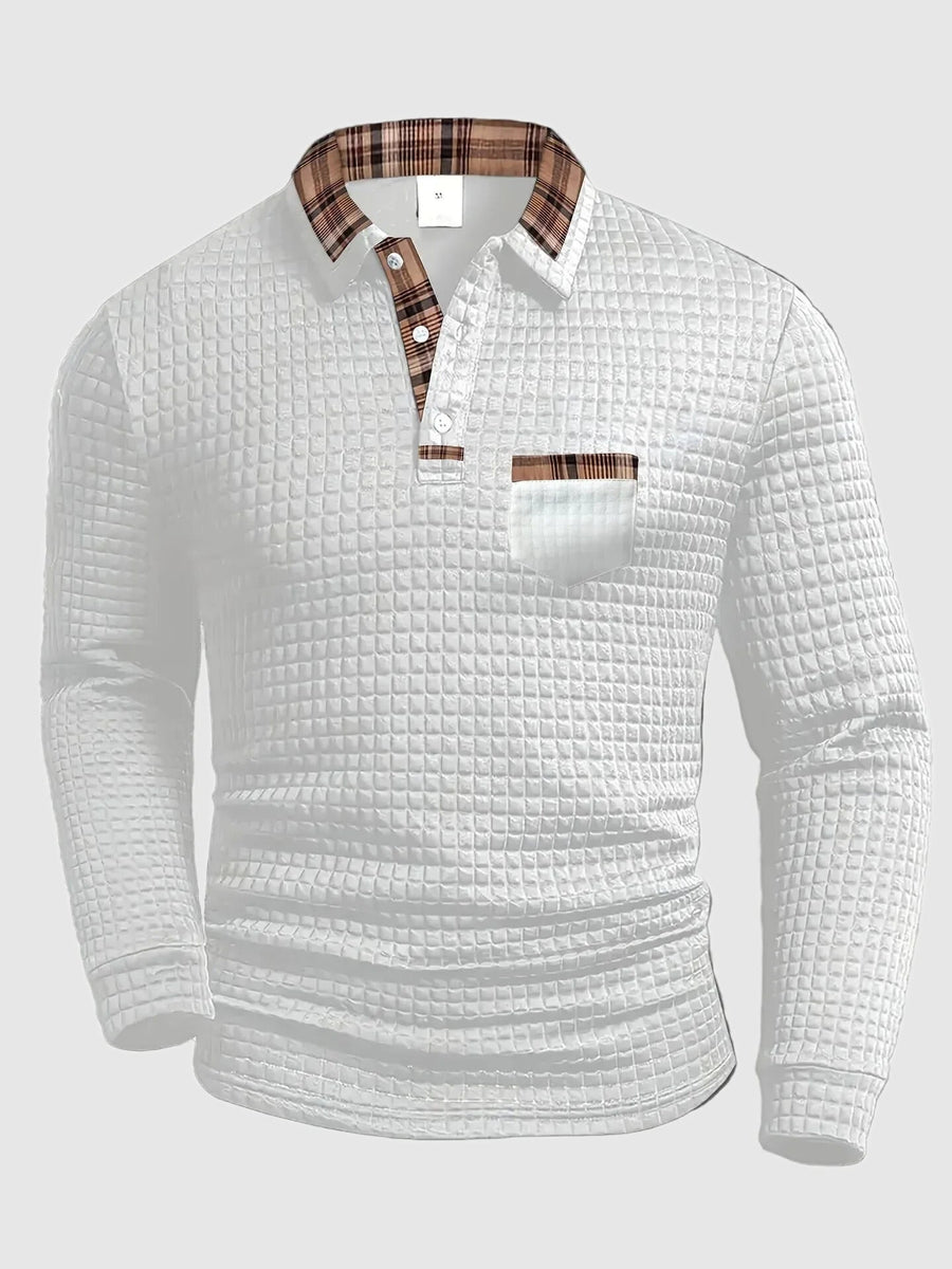 Warrick | Men's Long Sleeve Plaid Collar Polo Shirt