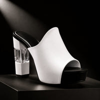 Maya – Clear Block Heel Peep-Toe Mules