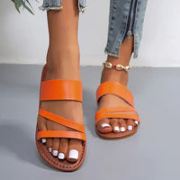 Camila | Cross-Strap Sandals Cushioned Flat Slip-On Summer Orange