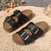Eleanor | Cross-Strap Sandals Platform Buckle Cushioned Comfort Black