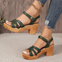 Chloe | Cross-Strap Sandals Women Adjustable Woven Sole Comfort Green