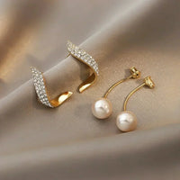 Marceline – Crystal Feather Pearl Earrings
