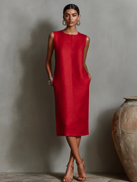 Aureliah – Sleeveless Midi Dress with Pockets