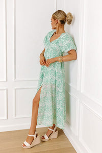 Whimsical Daydream Floral Midi In Seaglass Dress