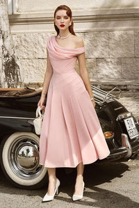 Women's Hazel Pleated Asymmetric Sleeved Organza Voile Midi Dress S M