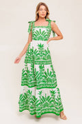 The Tropics Maxi Dress Ivory Green Medium