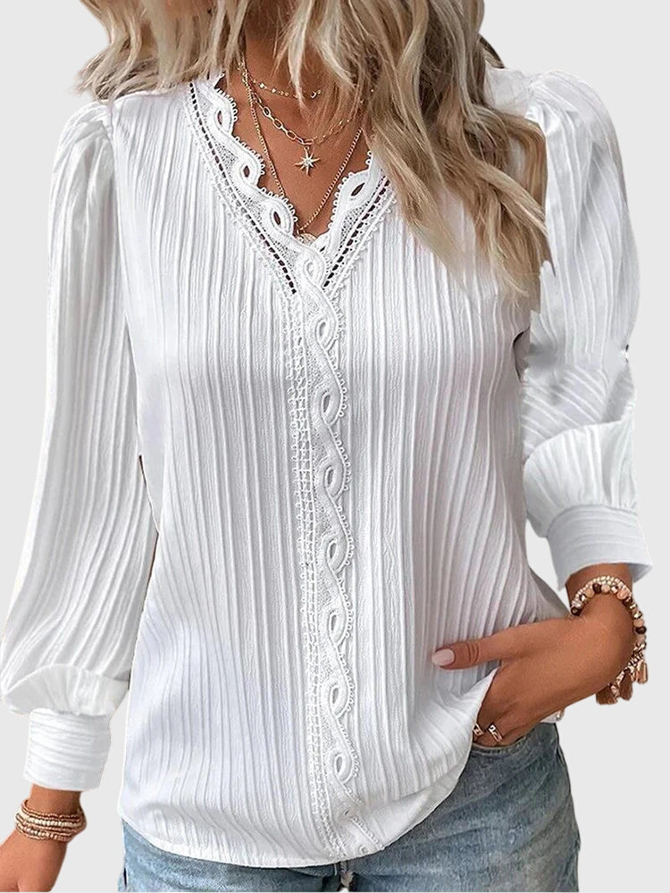 Andrea | Elegant Pullover Blouse White