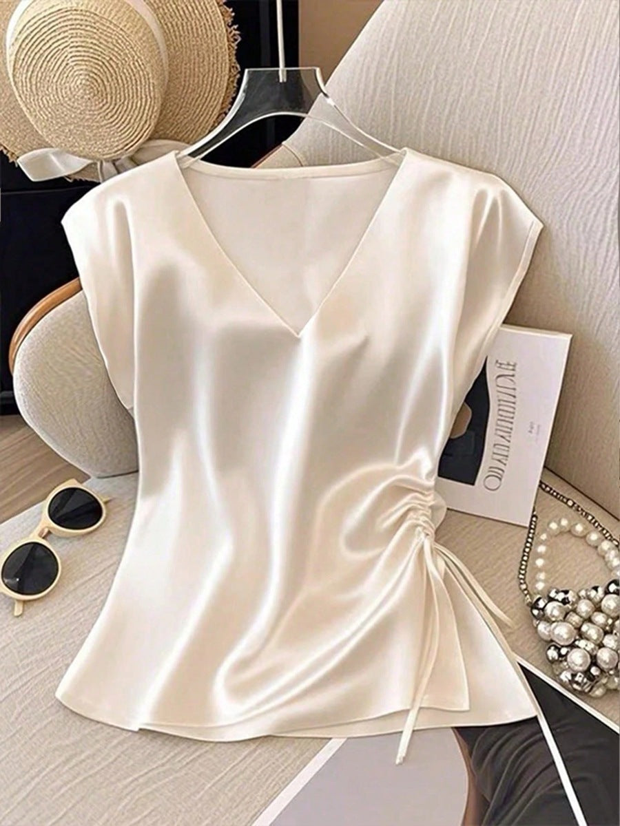 Eirene Flowy V-Neck Satin Top