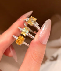 1.5ct Emerald-Shaped  Yellow Diamond Ring