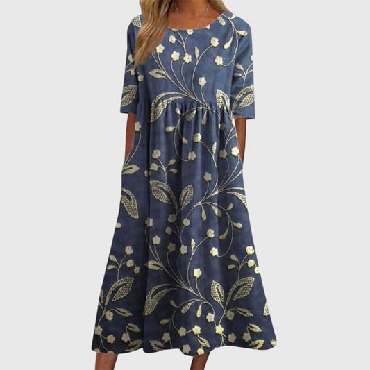 Djala | Flattering Dress Navy Blue
