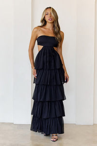 Luxe Mode Strapless Maxi Dress L Black