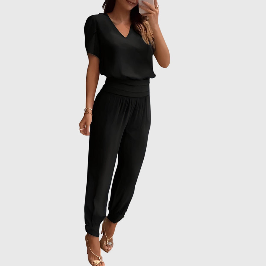 Jennifer | Stylish Blouse And Pants Set Black