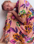 High Neck Blouson Sleeve Dress Multi Opulent Blossom